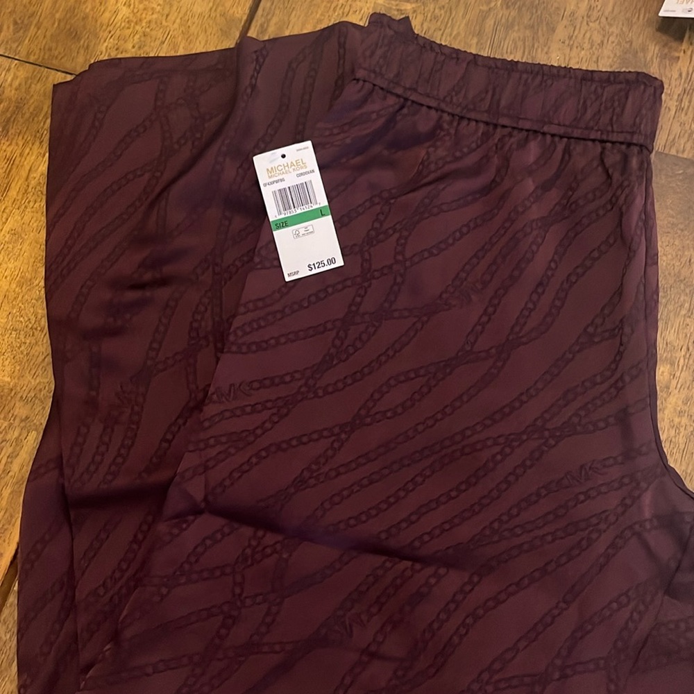NWT Michael Michael Kors Women's Cordovan Chain Wide Leg